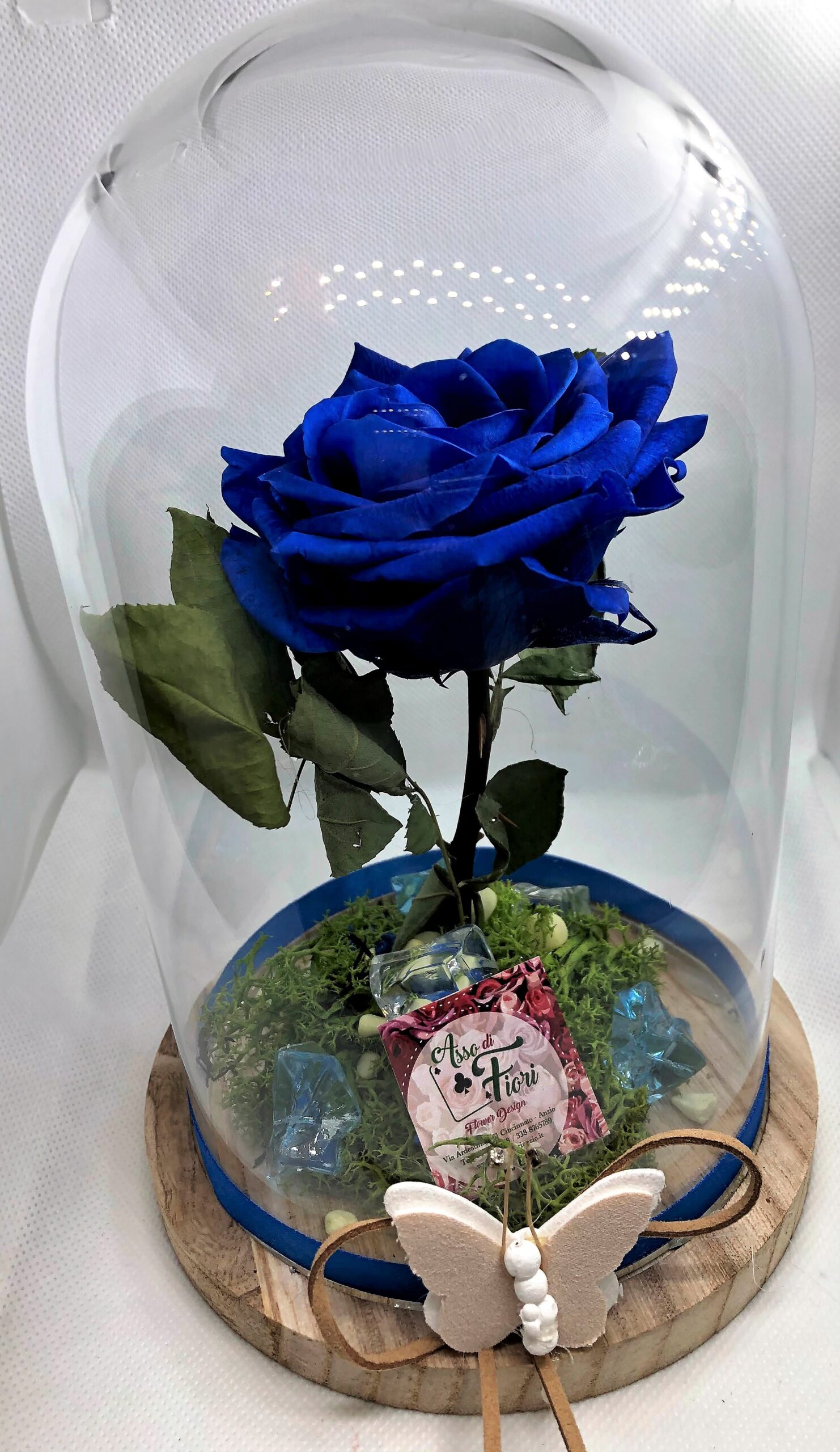 Rosa Eterna Blu Rosa Stabilizzata in Cupola di Vetro regalo di San  Valentino